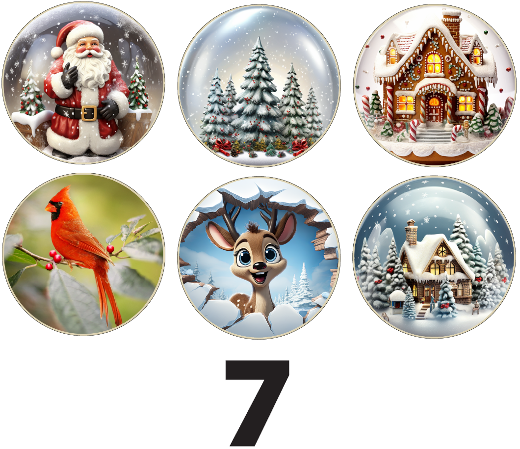 3" Christmas Ornaments (Group 2B) 6 pieces