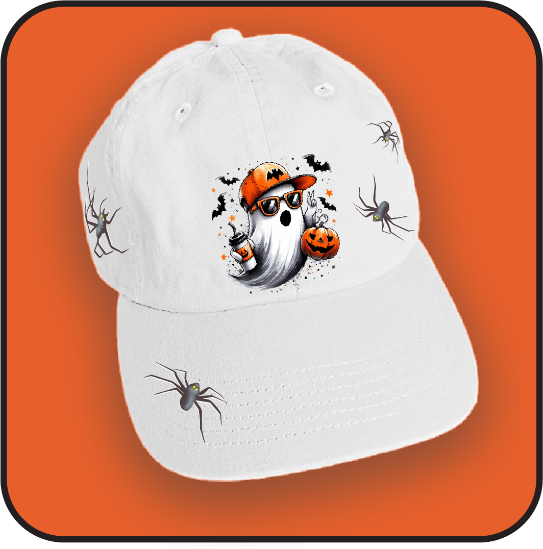Halloween Ghost and Spiders hat image 1