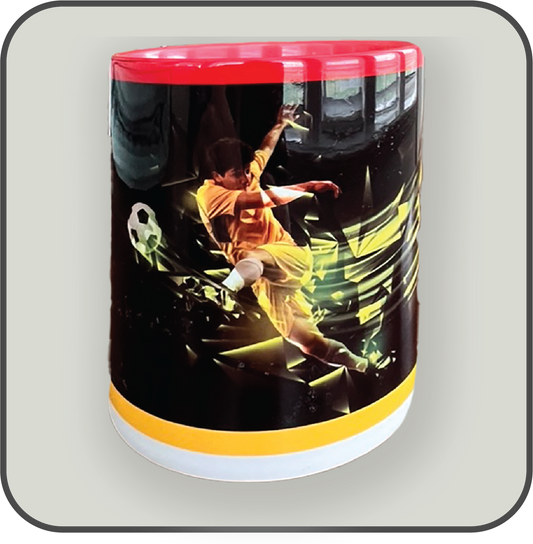 13oz mug with soccer action print image 0