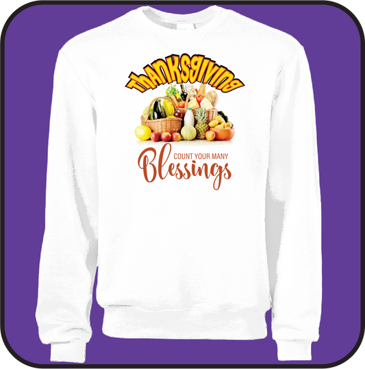 Thanksgiving "Count your many blessings" Sweatshirt image 0