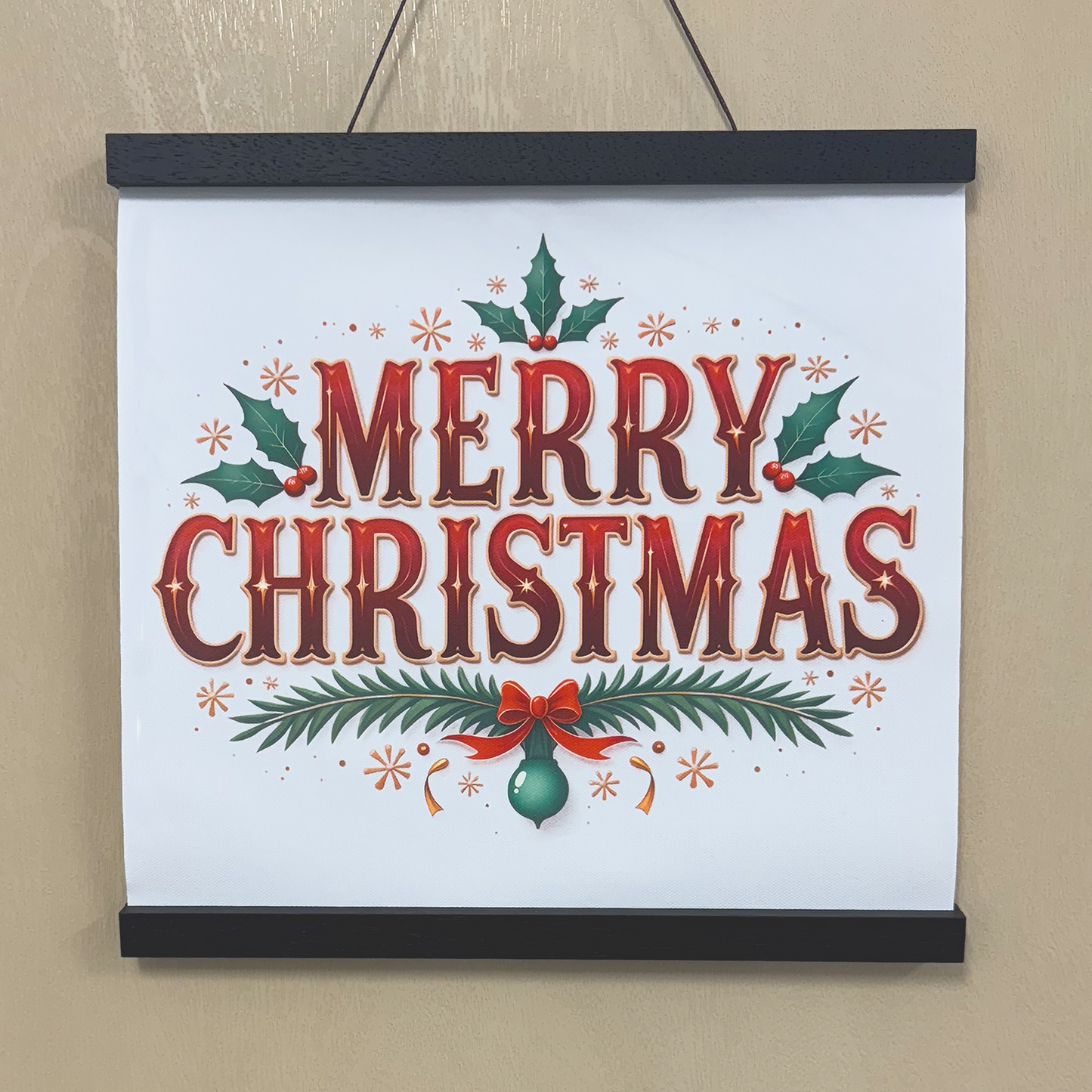 12"x11" Hanging canvas "MERRY CHRISTMAS"