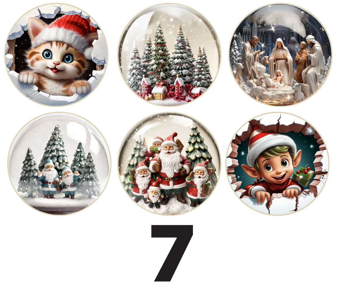 3" Christmas Ornaments (Group 1B) 6 pi