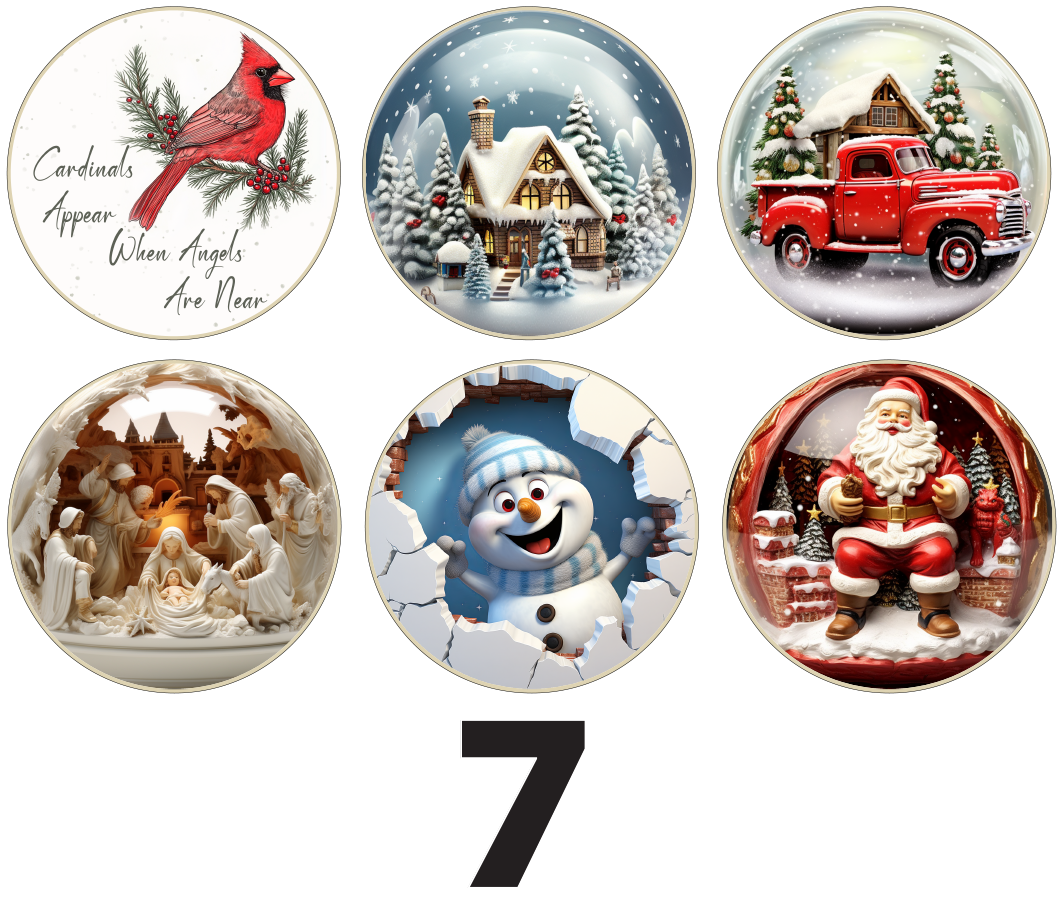 3" Christmas Ornaments (Group3A) 6 pieces