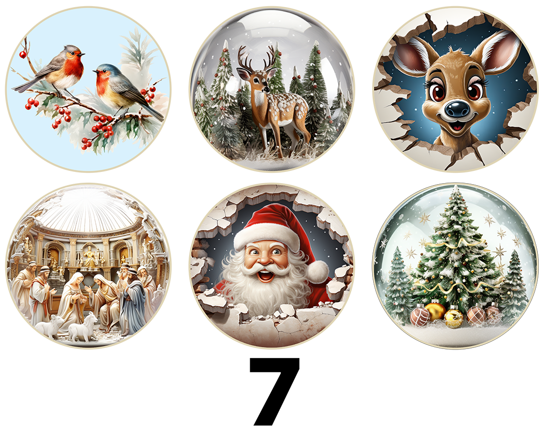 3" Christmas Ornaments (Group 4B) 6 items