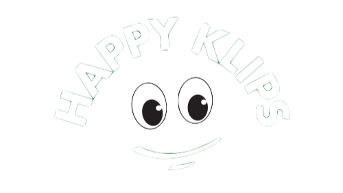 Logo of Happy Klips with a smiley face design on a white background