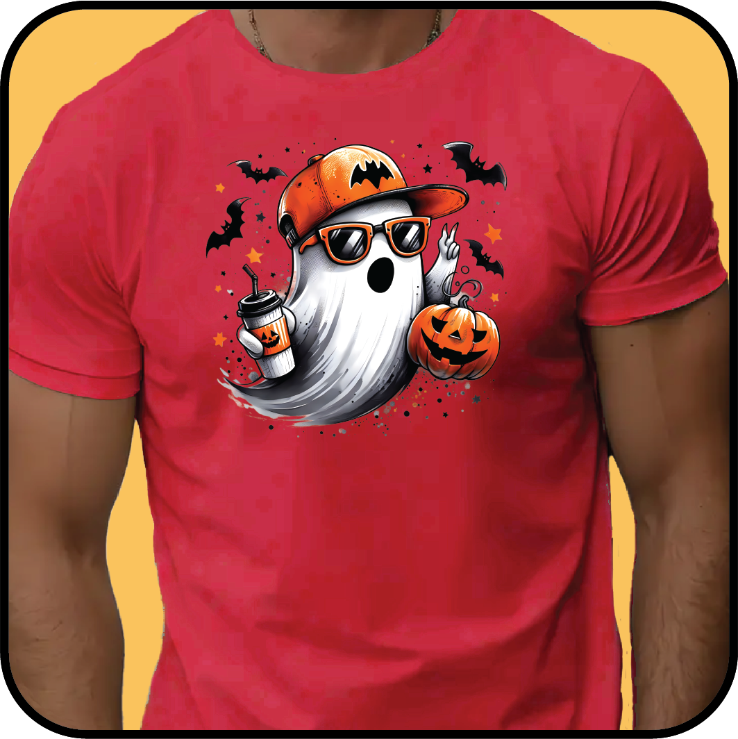 Ghost with baseball cap and Jack o'Lantern T-shirt image 2