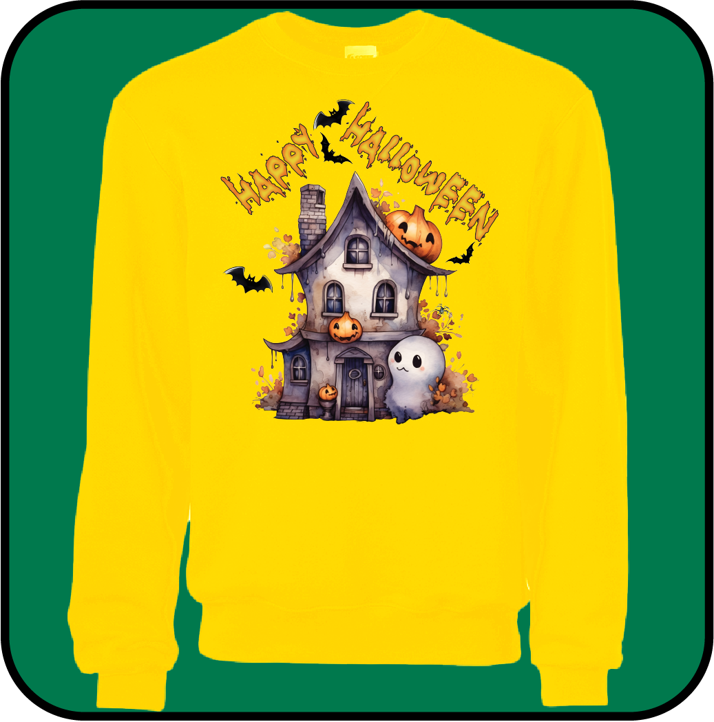 Happy Halloween Sweatshirt with cute little decorated house image 3