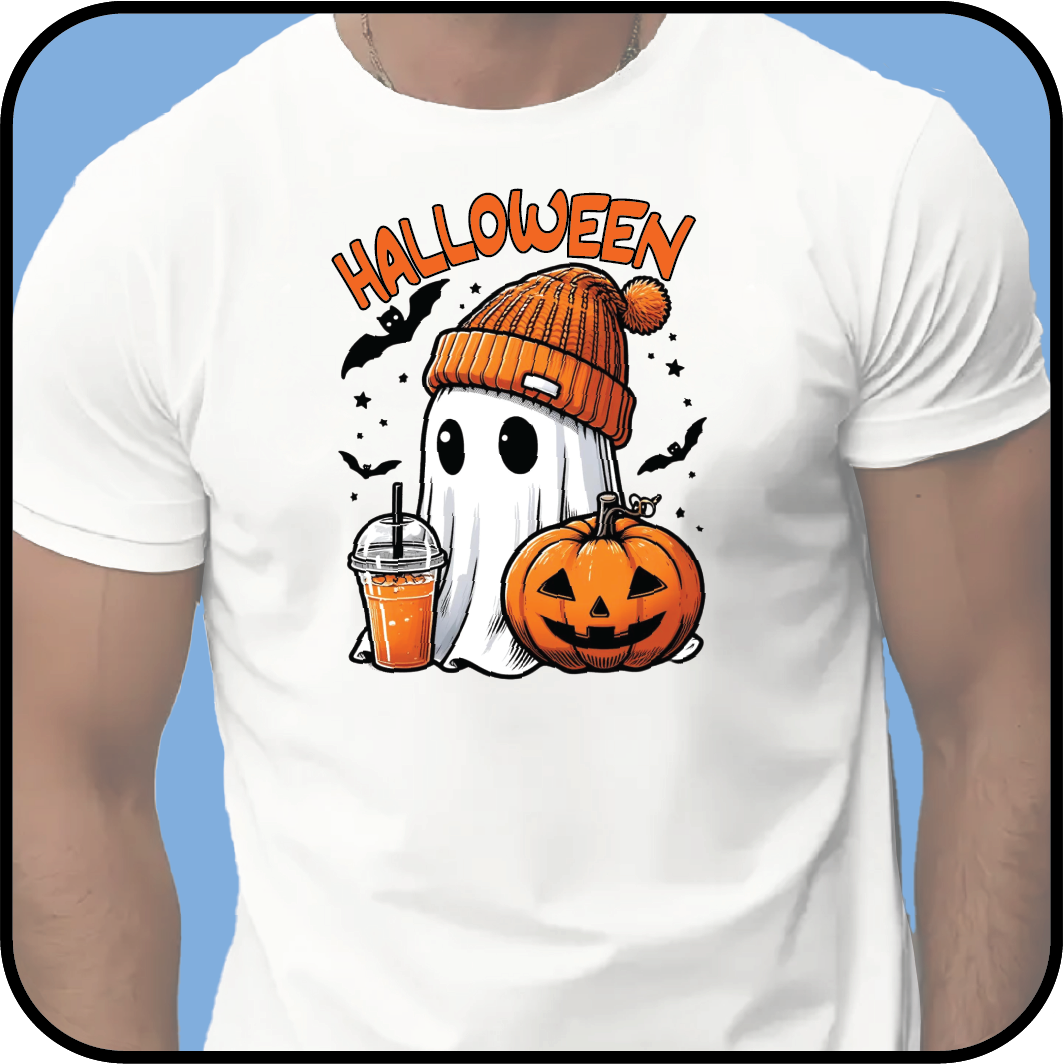 Halloween Ghost with orange hat  (T-shirt) image 0