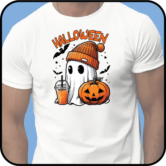 Halloween Ghost with orange hat  (T-shirt) image 0