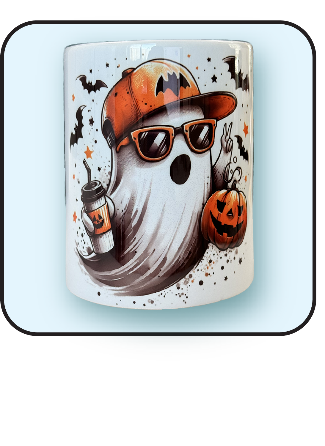 Halloween Ghost with orange hat - 11.5 oz Mug image 0